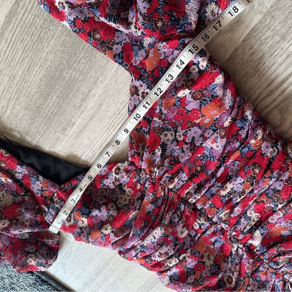 NWT Zara Pink and Red Ruched Puff Sleeve Bodycon Mini Dress Small - Picture 13 of 14